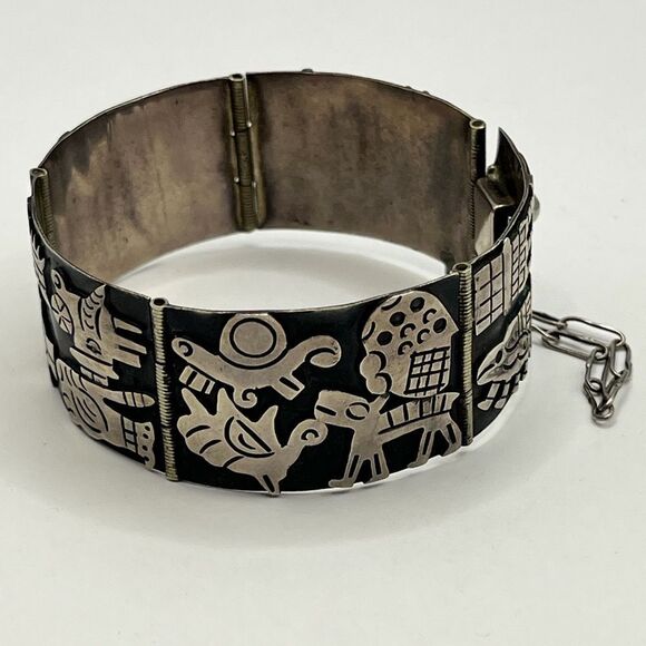 925 CF made in Mexico “Los Ballesteros Taxco” Artistic Bracelet - Picture 1 of 7